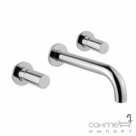 Смеситель для раковины скрытого монтажа с изливом 22 см Bugnatese Moon MONS7165 никель браш