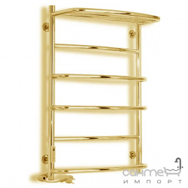 Электрический полотенцесушитель Laris Еврофлеш с полкой П6 500х800 S золотой, подключение справа
