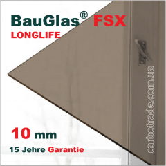 Монолитный поликарбонат 10 мм BauGlas FSX Longlife 2UV бронза 2050х3050 Сербия Днепр