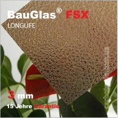 Монолітний полікарбонат 3 мм BauGlas FSX Embossed 2UV ,бронза 2050*3050 Сербія Стрий