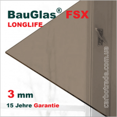 Монолітний полікарбонат 3 мм BauGlas FSX Longlife 2UV бронза 2050х3050 Сербія Луцьк
