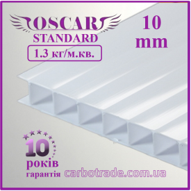 Стільниковий полікарбонат 10 mm OSCAR Standard білий (опал) 2100Х6000