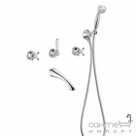 Настенный смеситель для ванны с душевой лейкой Bugnatese Old 800 018 RA медь