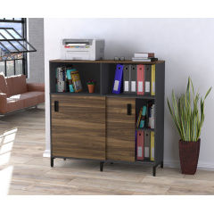 Офісна тумба Loft-design LS-1200х1200 з розсувними дверима горіх-антрацит Лозова