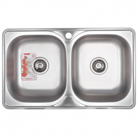 Мойка кухонная ZERIX Z7848D-08-180MD DOUBLE (micro decor) (ZS0579)