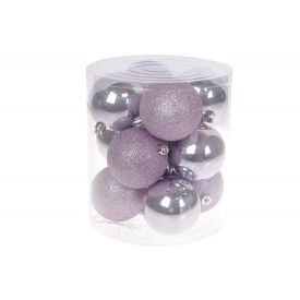 Набор новогодних шаров BonaDi пластик 12 шт D 8 см Сиреневый (147-253)