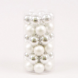 Шарики стеклянные Flora D 3,8 см 36 шт Серебристый (44559)