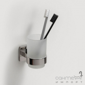 Подвесной стакан с держателем Liberta Nook Steel полированная нержавеющая сталь (хром)/матовое стекло