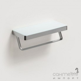 Полочка с держателем для полотенец 30см Liberta Glass Steel белое стекло/полированная нержавеющая сталь (хром)