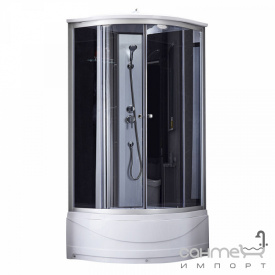 Душевой бокс Lidz Tani SB90x90.SAT.HIGH.GR профиль сатин, стекла тонированные, задние стенки черное стекло