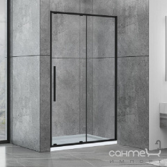 Душевая дверь в нишу Dusel DSL191B 120x190 профиль матовый черный, прозрачное стекло Суми