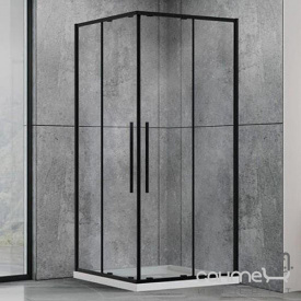 Душевая кабина Dusel DSL194B 100x100x1900 профиль черный матовый, стекло прозрачное