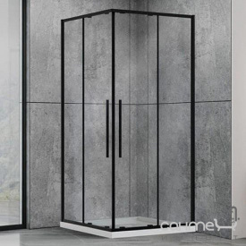 Душевая кабина Dusel DSL194B 90x90x1900 профиль черный матовый, стекло прозрачное
