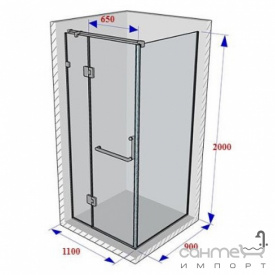 Душевая кабина Weston WK3 1100x900x2000 прозрачное стекло/polish, ручка-полотенцедержатель