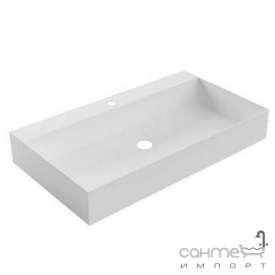 Мебельная раковина из акрилового камня Marsan Corner 1200(2) белая матовая, два отверстия для смесителей