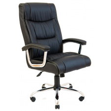 Офисное кресло Rihman Miami черное на хром колесиках для руоводителя