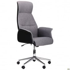 Офисное кресло АМФ Brooklyn хром светло-серый для кабинета директора