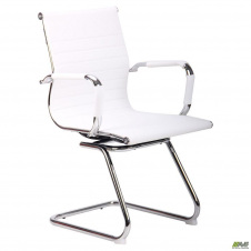 Офісне крісло AMF Slim CF XH-632C білий кожзам на полозах хром для переговорних