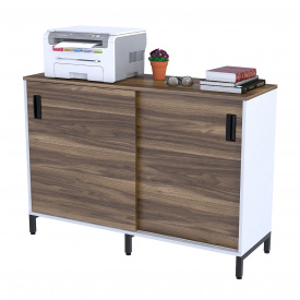Тумба офісна LS-1200-830 Loft-design з розсувними дверима горіх — білий корпус