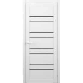 Двері міжкімнатні Дублін чорне скло білий вініл 600х900х2000 мм