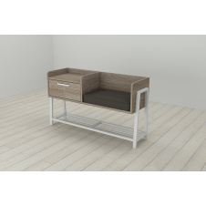 Банкетка с тумбочкой Ferrum-decor Бланка 540x1000x320 металл Белый ДСП Сонома Трюфель 16 мм (BLA0012)