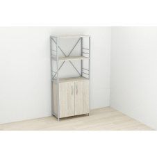 Этажерка 3/60 Ferrum-decor Серии Конект с тумбой 144x60x28 Серый ДСП Сонома (FD1038)