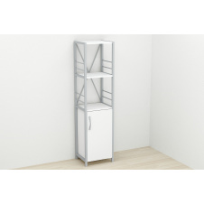 Этажерка 3/34 Ferrum-decor Серии Конект с тумбой 144x34x28 Серый ДСП Белое (FD1014)