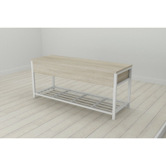 Банкетка с ящиком Ferrum-decor Дрейк 1 550x1000x400 металл Белый ДСП Сонома 16 мм (DRE0011) Виноградов