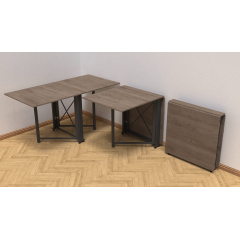 Стол-книжка трансформер Орион 2 Ferrum-decor 750x1520x730 Черный металл ДСП Дуб Сонома Трюфель 16 мм (ORI205) Городок