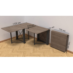 Стол-книжка трансформер Орион 2 Ferrum-decor 750x1520x730 Черный металл ДСП Дуб Сонома Трюфель 16 мм (ORI205) Городок
