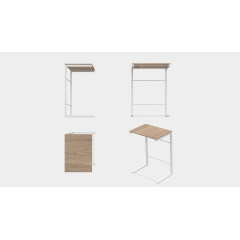 Столик приставной Терри Ferrum-decor 650x440x330 Белый металл ДСП Дуб Сонома 16 мм (TERR011) Никополь