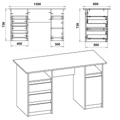 Стол письменный Декан-2 Компанит венге комби Коростень