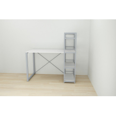 Письмовий стіл Ferrum-decor Конект з етажеркою 75x120x60 см Біло-сірий (XK00193) Дніпро