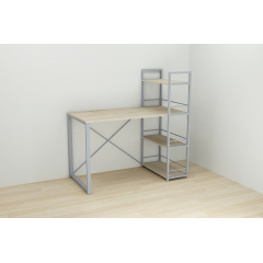 Письмовий стіл Ferrum-decor Конект з етажеркою 75x120x60 см Дуб + сірий (XK00196) Львів