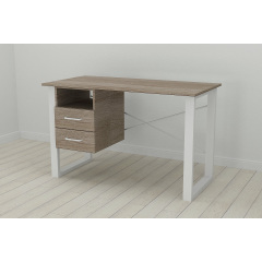 Письменный стол с ящиками Ferrum-decor Оскар 750x1200x600 металл Белый ДСП Сонома Трюфель 16 мм (OSK0012) Ровно