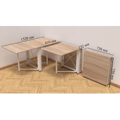 Стол-книжка трансформер Орион 2 Ferrum-decor 750x1520x730 Белый металл ДСП Дуб Сонома 16 мм (ORI211) Луцк