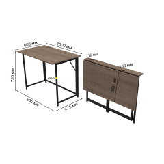 Стол раскладной Морис Ferrum-decor 750x1000x600 Черный металл ДСП Дуб Сонома Трюфель 16 мм (MORI005) Вишневе