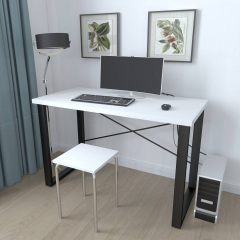 Письмовий стіл Ferrum-decor Драйв 750x1400x700 Чорний метал ДСП Білий 32 мм (DRA232) Обухів