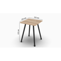 Табурет кухонный Ferrum-decor 430x320x320 Черный металл ДСП Дуб Сонома 16 мм (TAB004) Гуляйполе