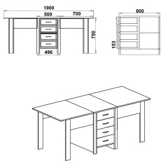 Стол книжка Компанит 3 190х80х75 см Бук Киев