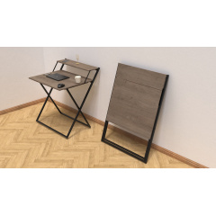 Стол трансформер Компакт 2 Ferrum-decor 750x790x720 Черный металл ДСП Дуб Сонома Трюфель 16 мм (KOM205) Дніпро