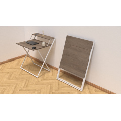 Стол трансформер Компакт 2 Ferrum-decor 750x790x720 Белый металл ДСП Дуб Сонома Трюфель 16 мм (KOM212) Дніпро