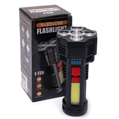 Фонарь ручной аккумуляторный Flashlight 5 LED+COB F-T25 панель индикация заряда чёрный FLC500 Харьков