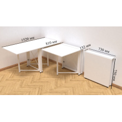 Стол-книжка трансформер Орион 2 Ferrum-decor 750x1520x730 Белый металл ДСП Белый 16 мм (ORI208) Костопіль