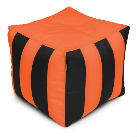 Пуф Кубик Полосатый Оксфорд 40х40 Студия Комфорта Оранжевый + Черный