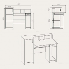 Компьютерный стол Компанит Пи-Пи-2 1175х600х736 мм яблоня Кушугум