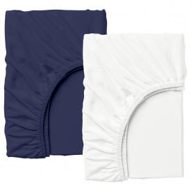 Набір простирадла на резинці Cosas WHITE / DARK BLUE Ранфорс 160х200х20 см 2 шт Синій/Білий