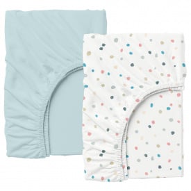 Набір простирадла на резинці Cosas LIGHT BLUE / COLOR BLOTS Ранфорс 140х200х20 см 2 шт Блакитний/Білий