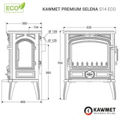 Чугунная печь KAWMET Premium SELENA S14 6,5 кВт ECO 535х700х409 мм Киев