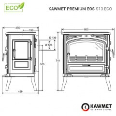 Чугунная печь KAWMET Premium EOS S13 10 кВт ECO 660х741х459 мм Киев